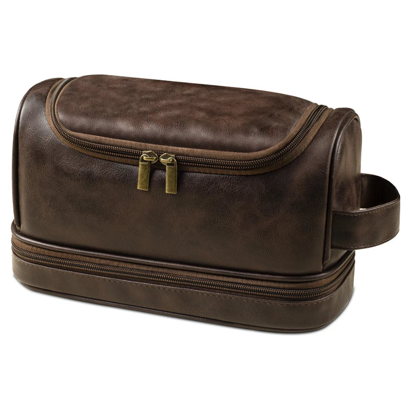 Large Hanging Leather Toiletry Bag – Cosmetic Organizer for Travel