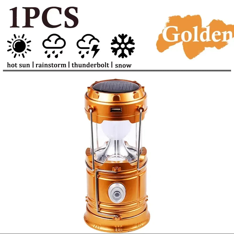 Collapsible Solar LED Camping Lantern – USB Rechargeable Light for Outdoor Hiking