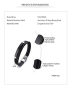 Genuine Leather Bar Bracelet – Stainless Steel Layered Bangle for Men Women