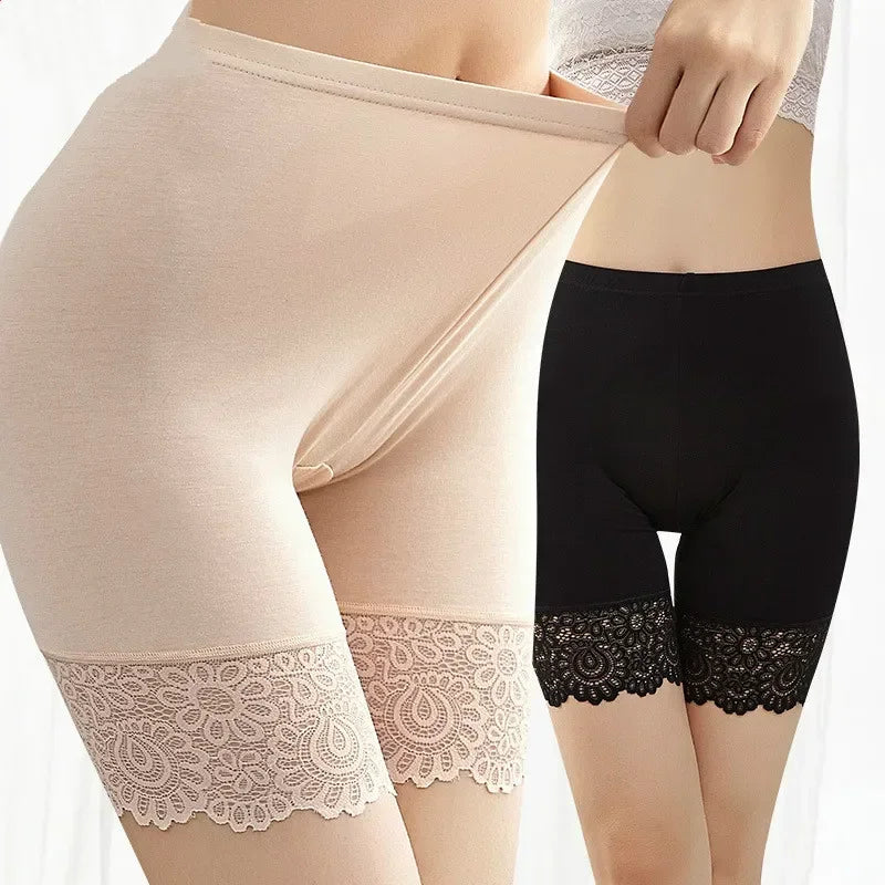 Modal Lace Safety Shorts – Plus Size Anti-Chafing Underwear for Women