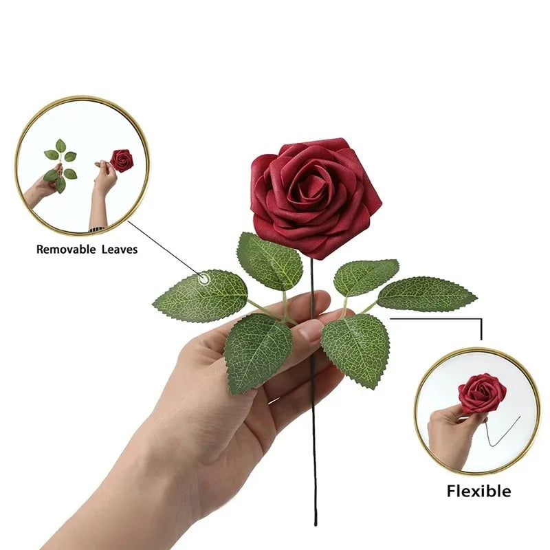 Milk White Artificial Rose Stems – Silk Flowers for Wedding DIY Decoration
