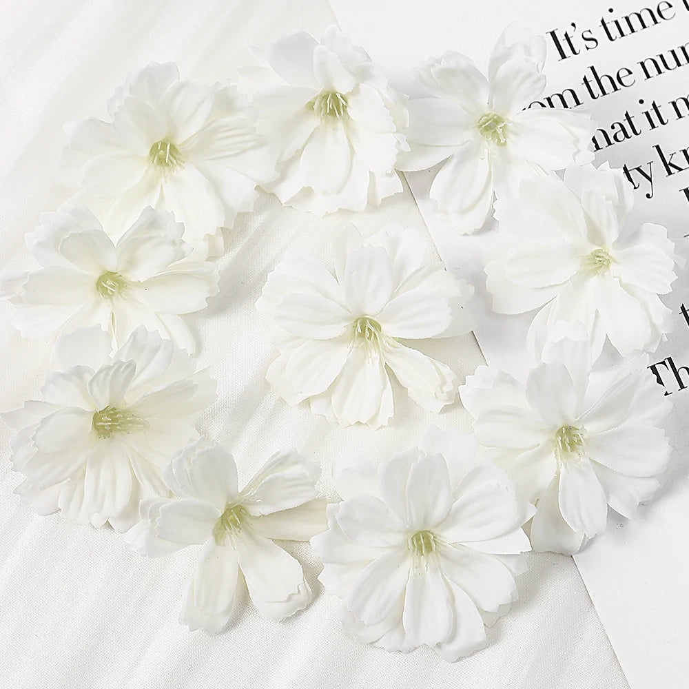 Artificial Cherry Blossom Heads – Silk Floral Decor for Weddings and DIY
