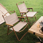 Portable Folding Camping Chair – Aluminum Wood Grain for Outdoor Hiking