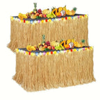 Tropical Hawaiian Table Skirt – Reusable Grass Fringe for Luau Party Decor