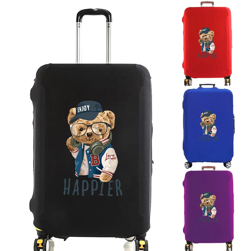 Bear Print Luggage Cover – Elastic Dustproof Suitcase Protector for Travel