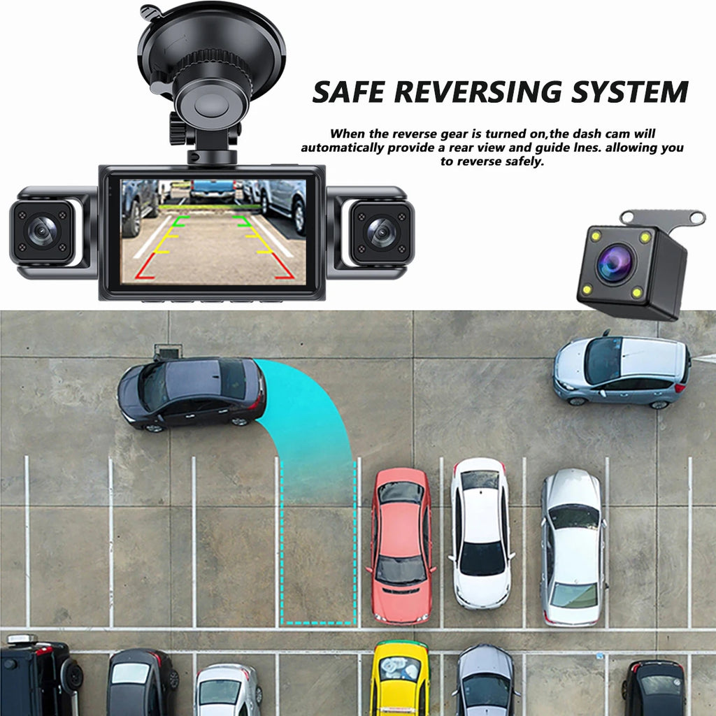 4-Channel Dash Cam – 360° WiFi Video Recorder for 24H Car Parking Surveillance