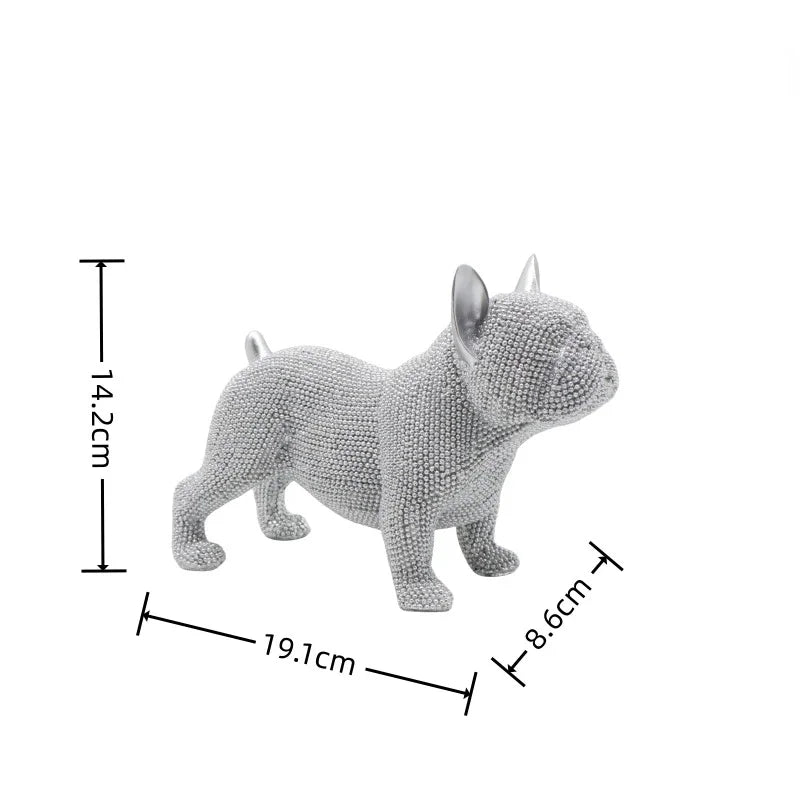 Beaded French Bulldog Resin Statue – Colorful Animal Decor for Home Office