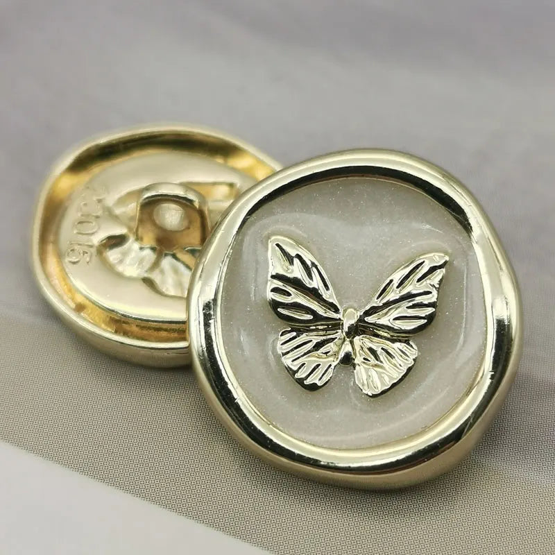 Metal Butterfly Buttons – 18mm and 23mm Enamel Sewing Fasteners for Jackets