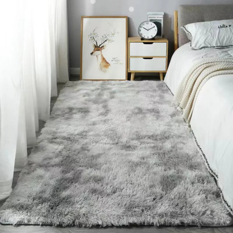 Silk Wool Shaggy Area Rug – Non-Slip Soft Plush Mat for Bedroom Decor