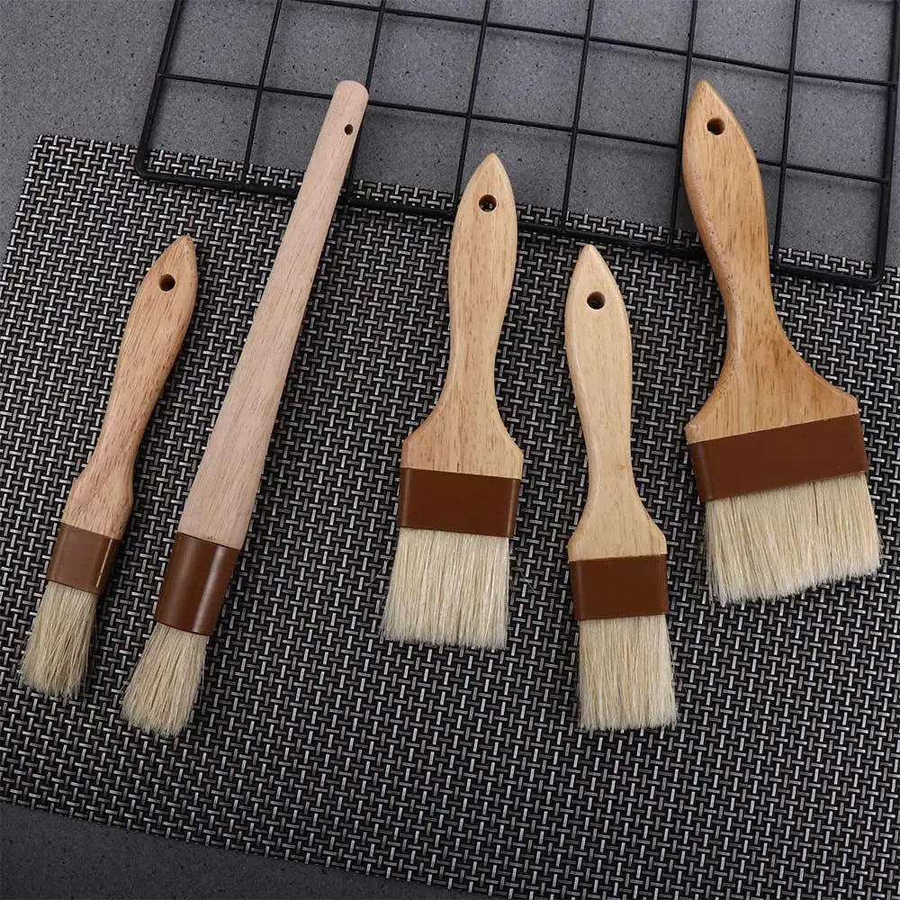 Wooden Bristle Pastry Brush – Flat Oil Basting Tool for Baking and Barbecue