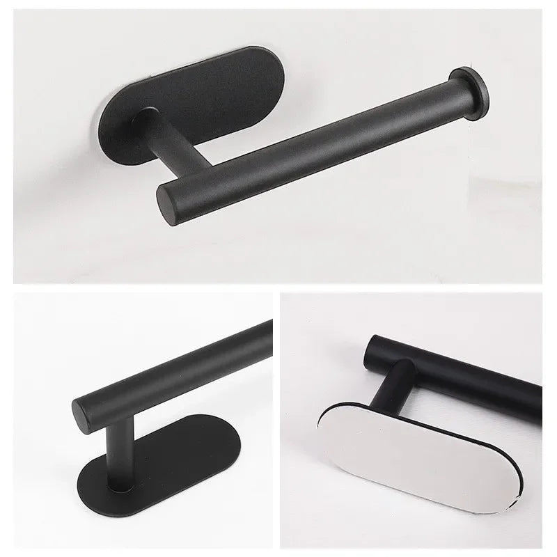 Stainless Steel Toilet Paper Holder – Self-Adhesive Wall Mount for Bathroom