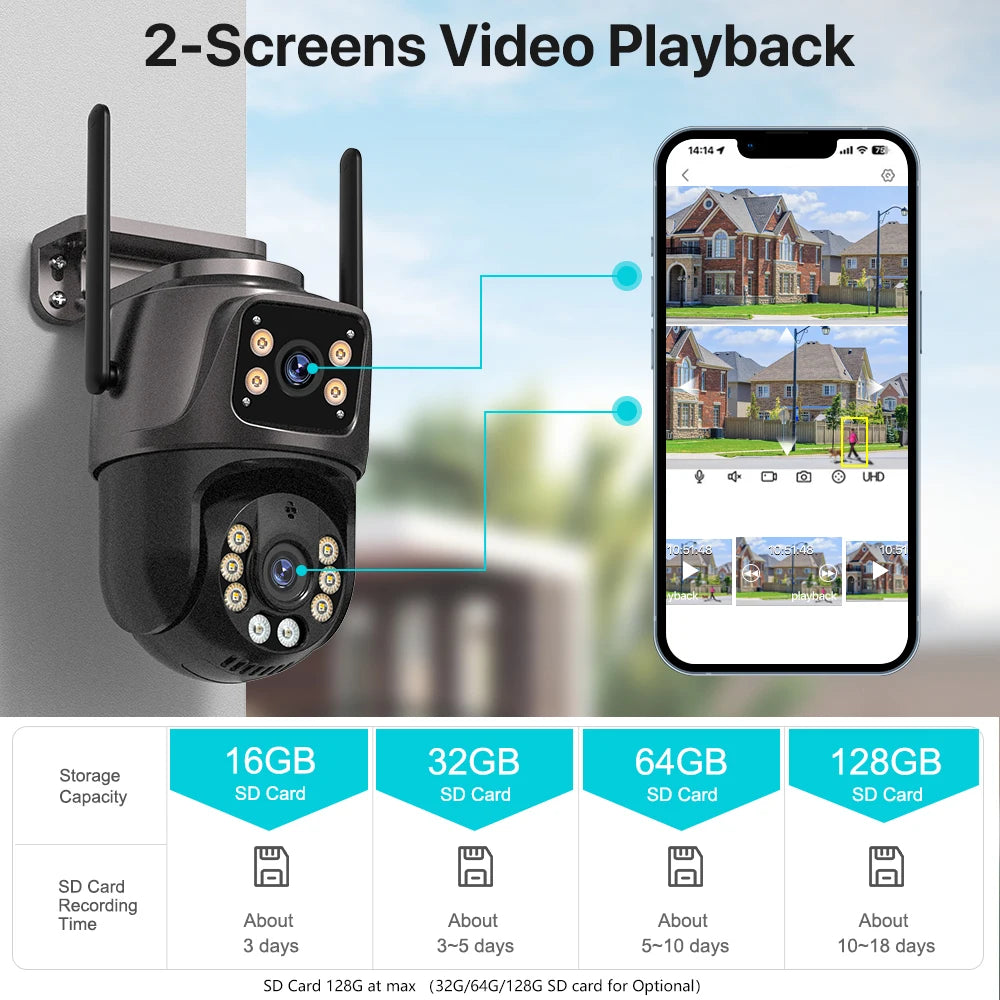 4K 8MP Dual Lens PTZ Camera – Outdoor AI Auto Tracking for Security Surveillance