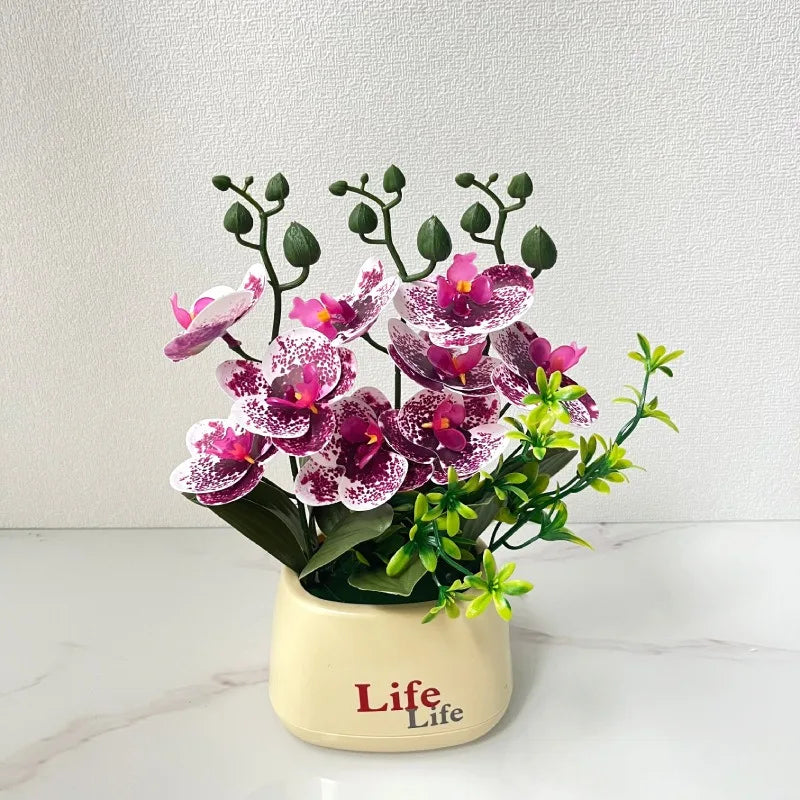 Faux Butterfly Orchid Potted Plant – Elegant Floral Decor for Home Office