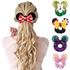 Velvet Sequin Mouse Ear Scrunchies – Elastic Hair Accessories for Kids Party