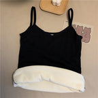 Velvet Corset Tank Top – Slim Fleece Winter Base Layer for Women