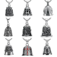 Vintage Jesus Cross Bell Pendant – Religious Biker Necklace for Men