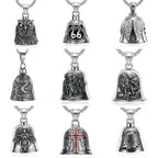 Vintage Jesus Cross Bell Pendant – Religious Biker Necklace for Men
