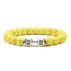 Volcanic Stone Dumbbell Bracelet – Matte Lava Bead Jewelry for Fitness Enthusiasts