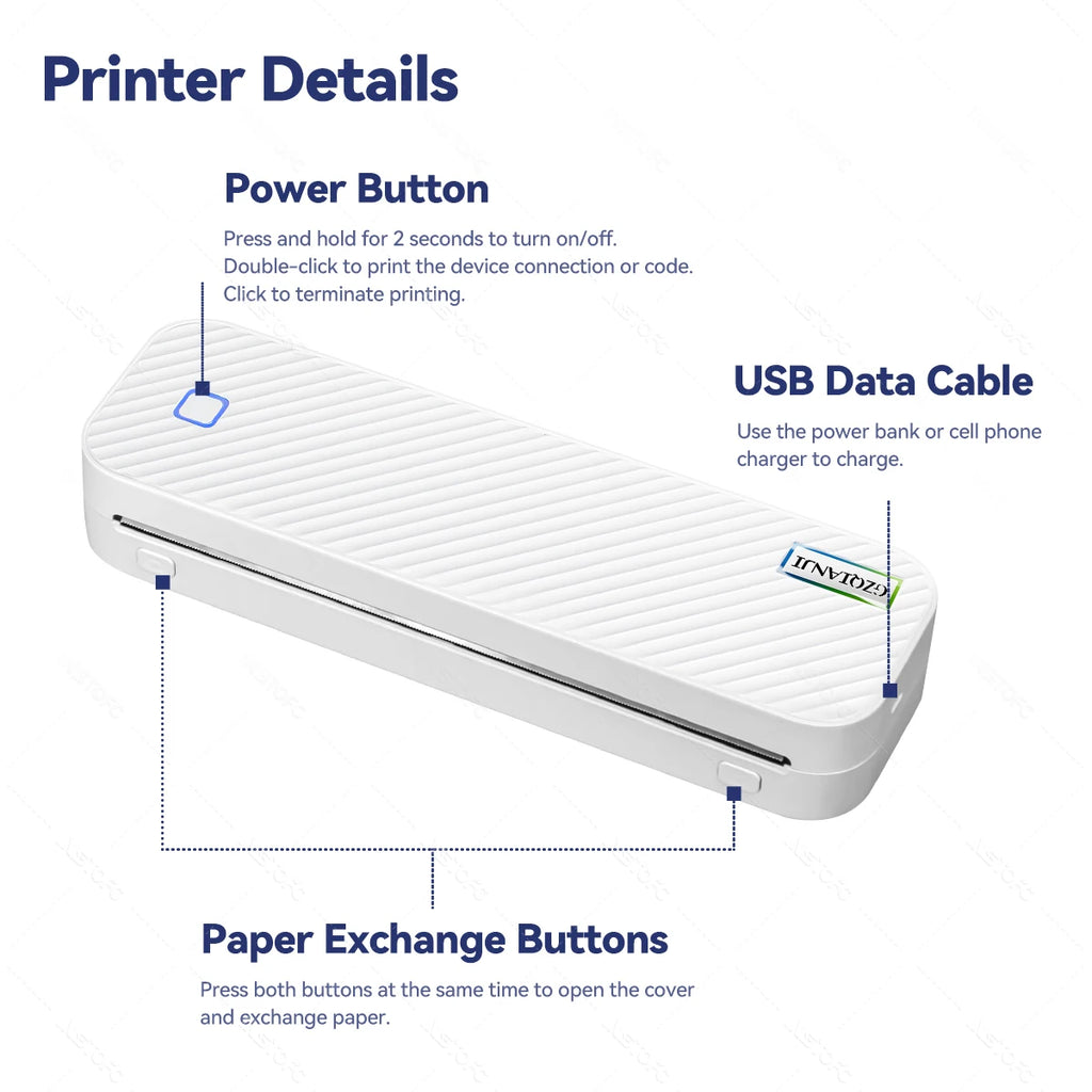 Portable A4 Thermal Printer – Bluetooth Photo and Document Maker for Office