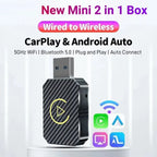 Wireless CarPlay and Android Auto Adapter – 5GHz USB Plug and Play for Cars