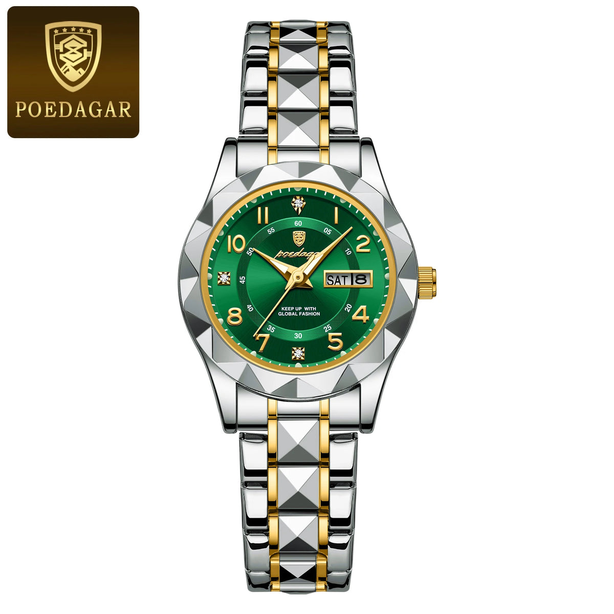 POEDAGAR Quartz Women's Watch – Stainless Steel Waterproof Date for Dress