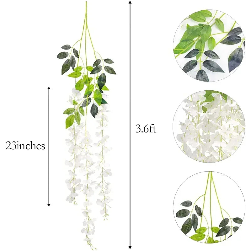 Silk Wisteria Hanging Vines – 110cm Artificial Flower Garland for Wedding Decor