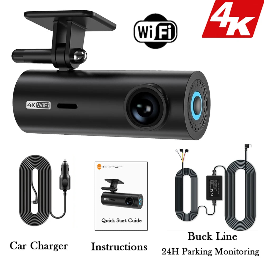 4K WiFi Dash Cam – UHD Car Video Recorder for 24H Parking Surveillance