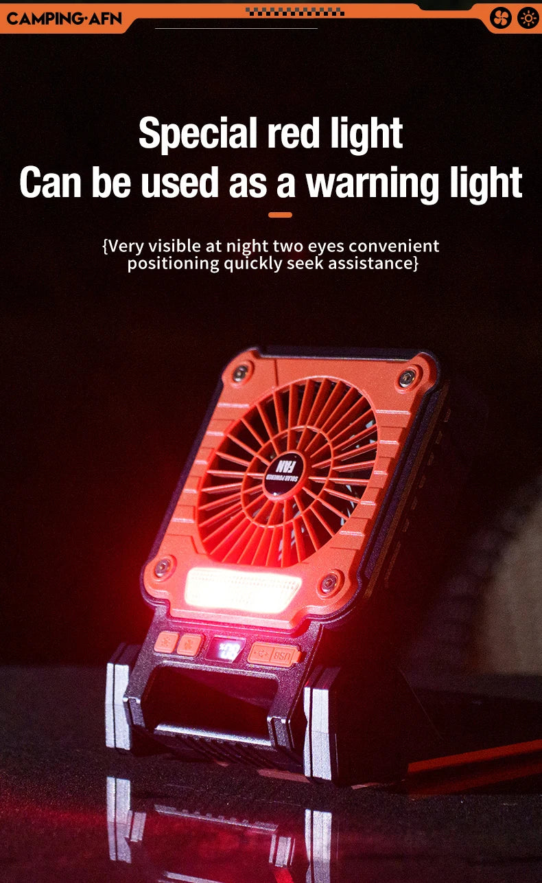 Portable LED Camping Fan – Solar USB Powered for Outdoor Tents