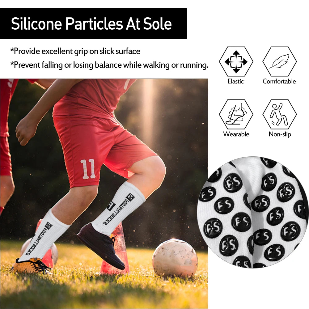 Anti-Slip Athletic Sports Socks – Stretchy Grip Crew for Football Soccer