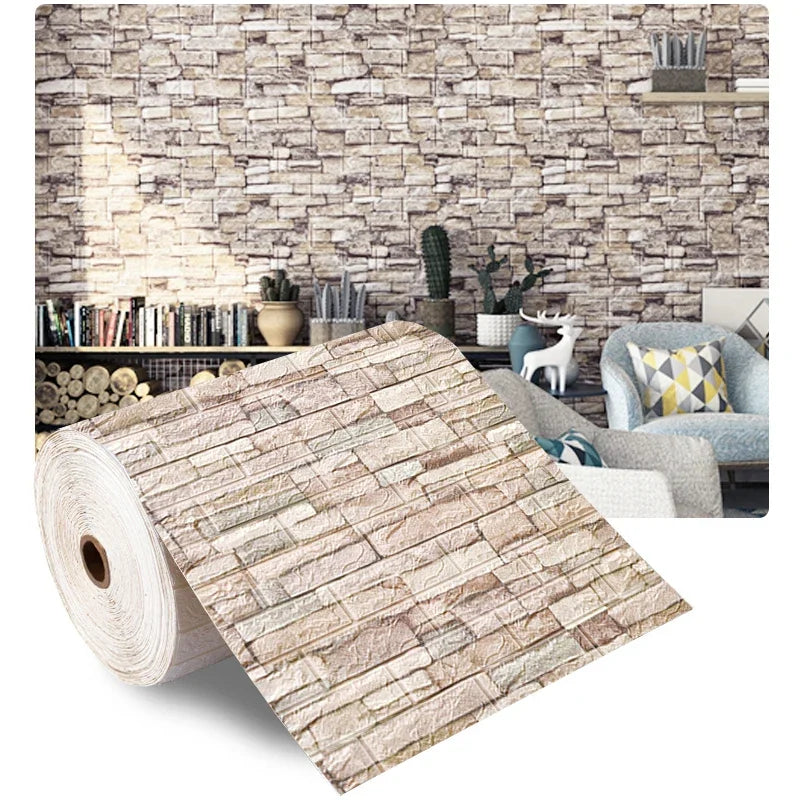 3D Foam Brick Wallpaper – Self-Adhesive Waterproof Wall Sticker for Home Decor