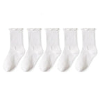 Ruffled Mid-Tube Socks – Breathable Cotton Casual Wear for Women
