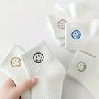 Whimsical Cartoon Face Polyester Ankle Socks – Soft Breathable Casual Wear