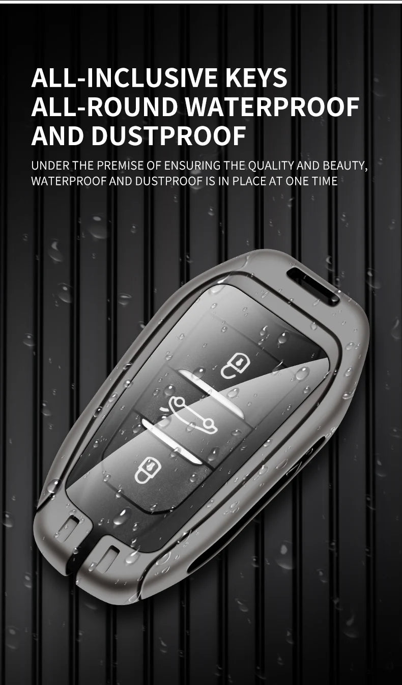 Zinc Alloy Leather Car Key Case – Protective Remote Cover for Citroen Models