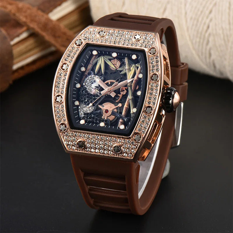 Bamboo Hollow Dial Quartz Watch – Fashionable Wooden Wristwatch for Men