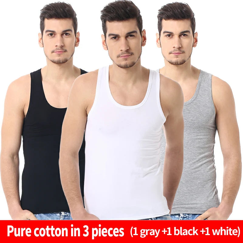 Cotton Sleeveless Vests – Multi-size Solid Sports Tanks for Men and Teenagers