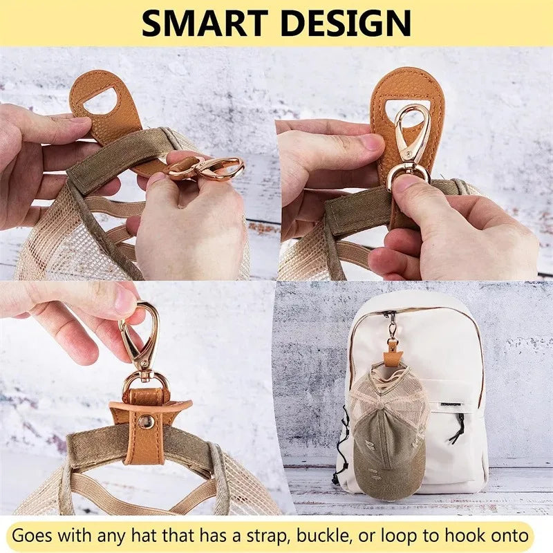Leather Travel Hat Clip – Magnetic Storage Strap for Outdoor Hiking