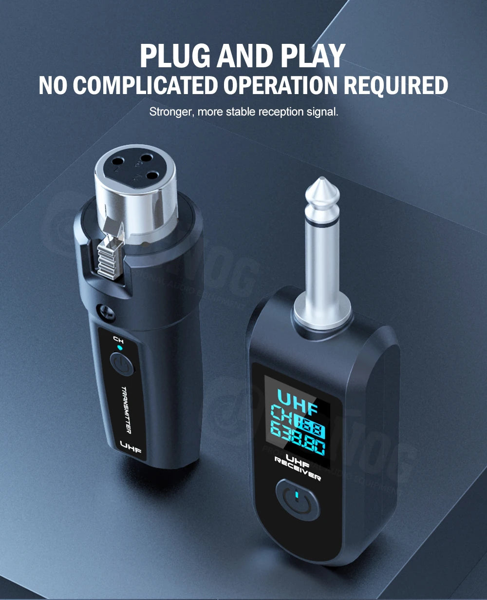 Wireless XLR Microphone System – Rechargeable Transmitter for PA Audio Mixer