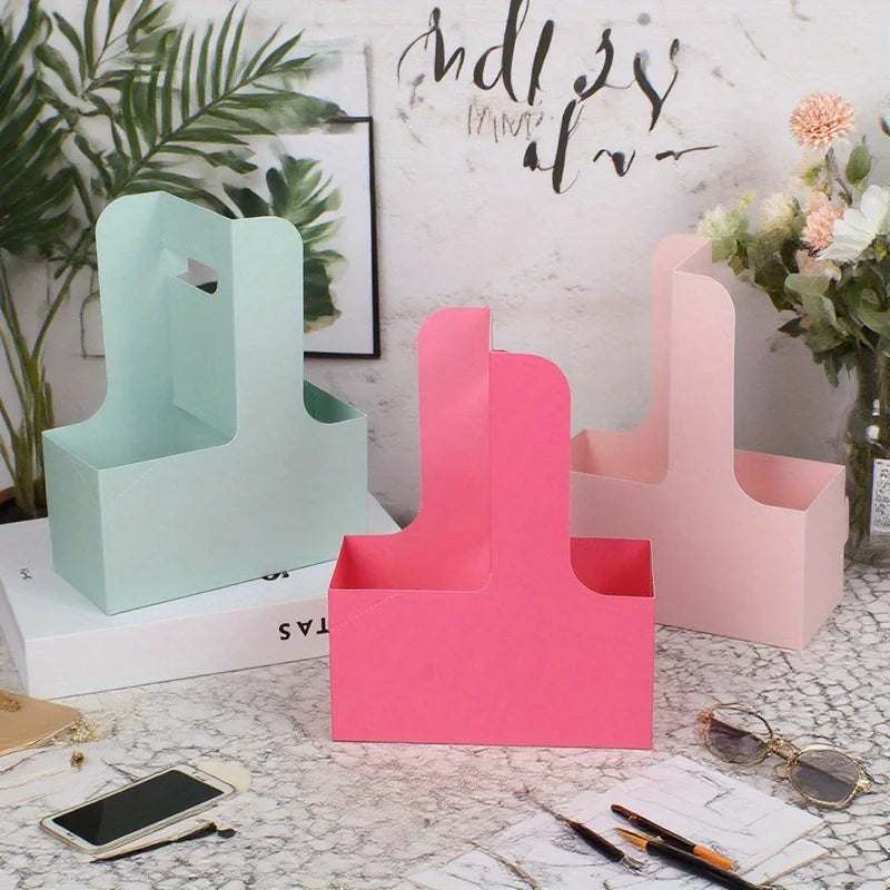 Floral Paper Gift Boxes – Decorative Handle Carriers for Birthday Wedding Party