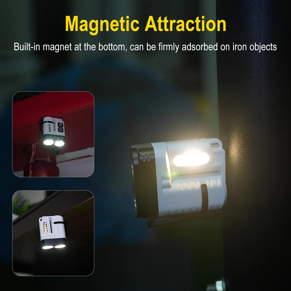 Rechargeable EDC Keychain Flashlight – Magnetic LED Work Light for Camping