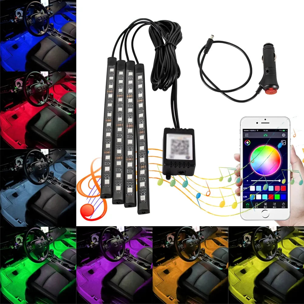 RGB LED Car Interior Light – Wireless Music Control for Auto Atmosphere