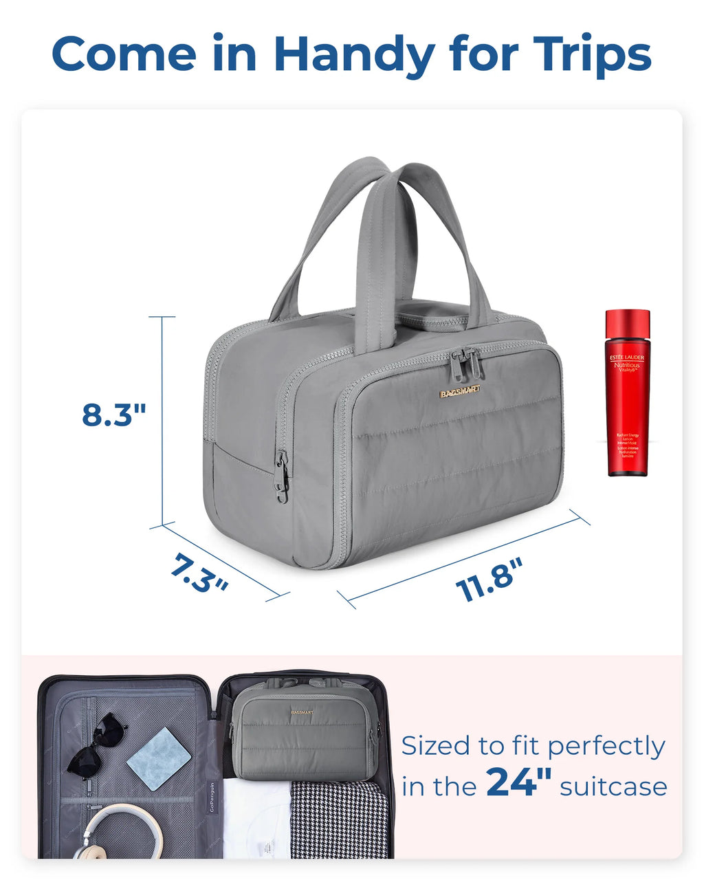 Large Capacity Cosmetic Bag – Wide-Open Makeup Organizer for Travel