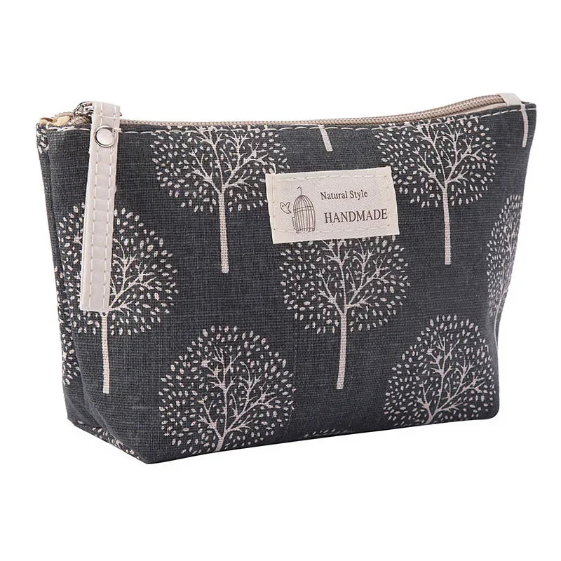 Small Canvas Makeup Bag – Portable Cosmetic Organizer for Travel Toiletry