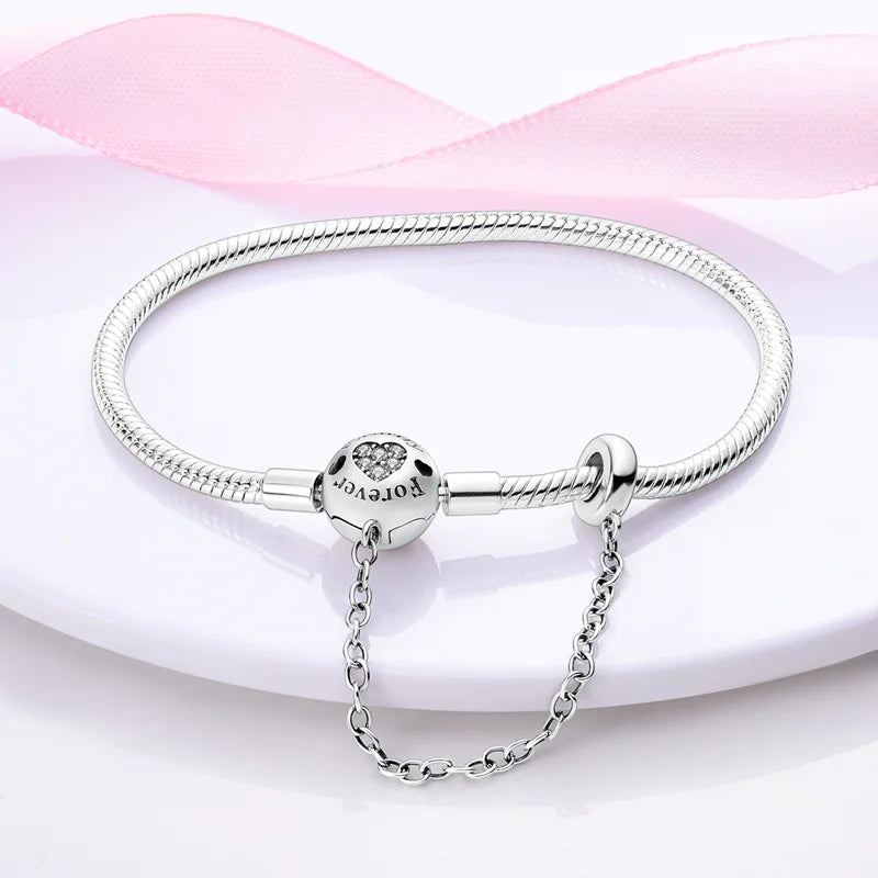 925 Sterling Silver Charm Bracelet – Adjustable Green Zircon for Birthday Gifts