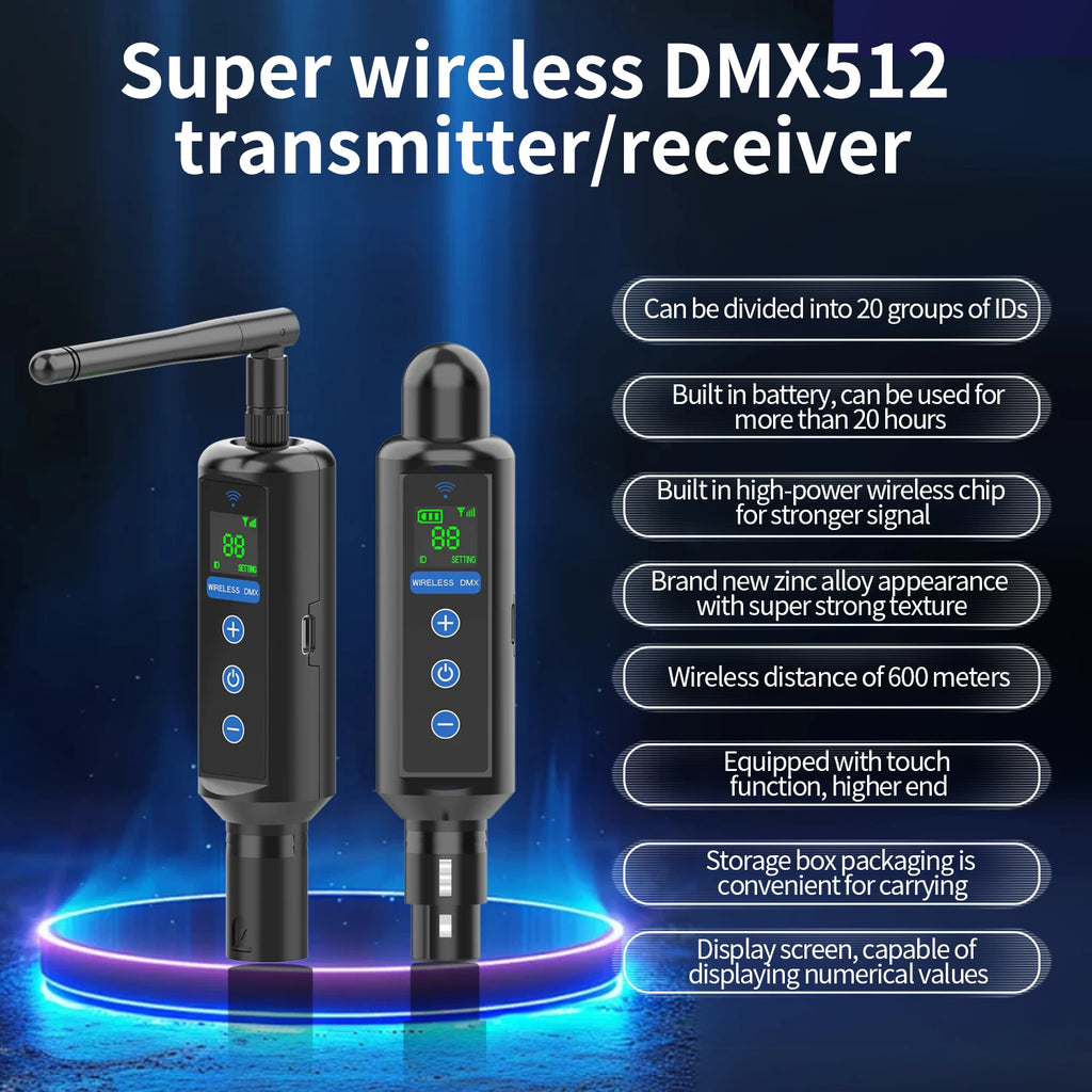 Wireless DMX Transceiver – 2.4G Lighting Controller for Stage and DJ Events