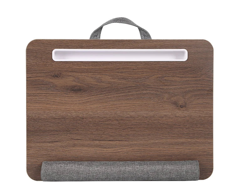 Portable Wooden Laptop Bed Desk – 15 Inch Lap Tray with Cushion for Study