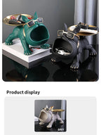 Bulldog Key Storage Tray – Decorative Resin Figurine for Entryway Decor