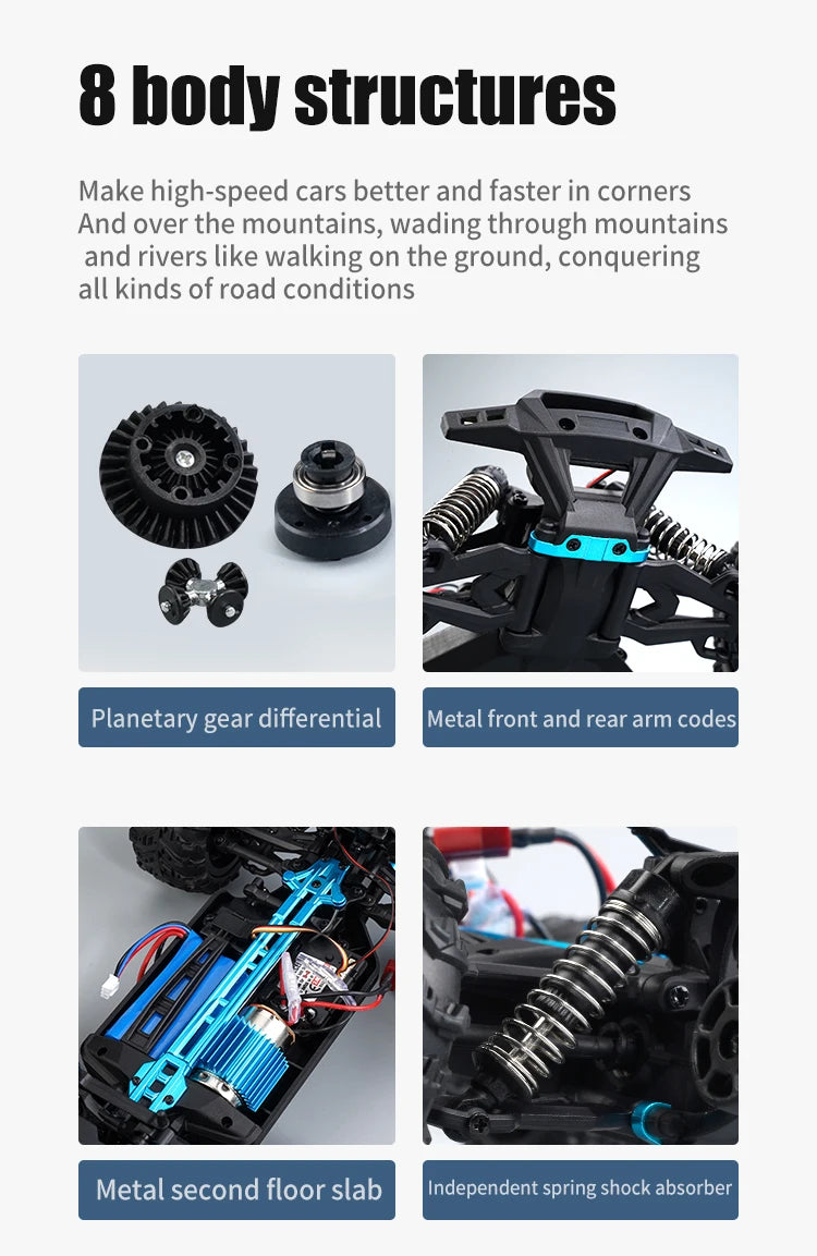 4WD Off-Road RC Monster Truck – 50km/h Remote Control for Adults and Kids