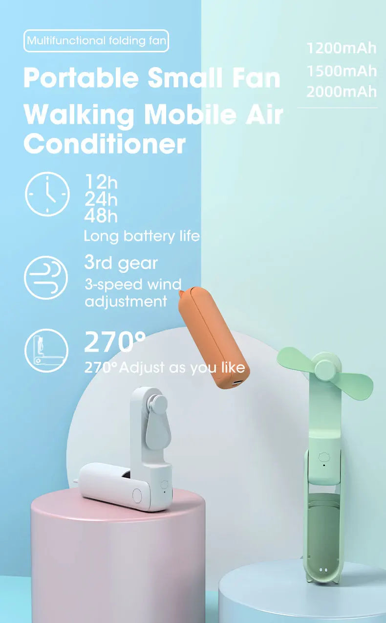 Portable USB Handheld Fan – Rechargeable Collapsible Cooler for Office Home