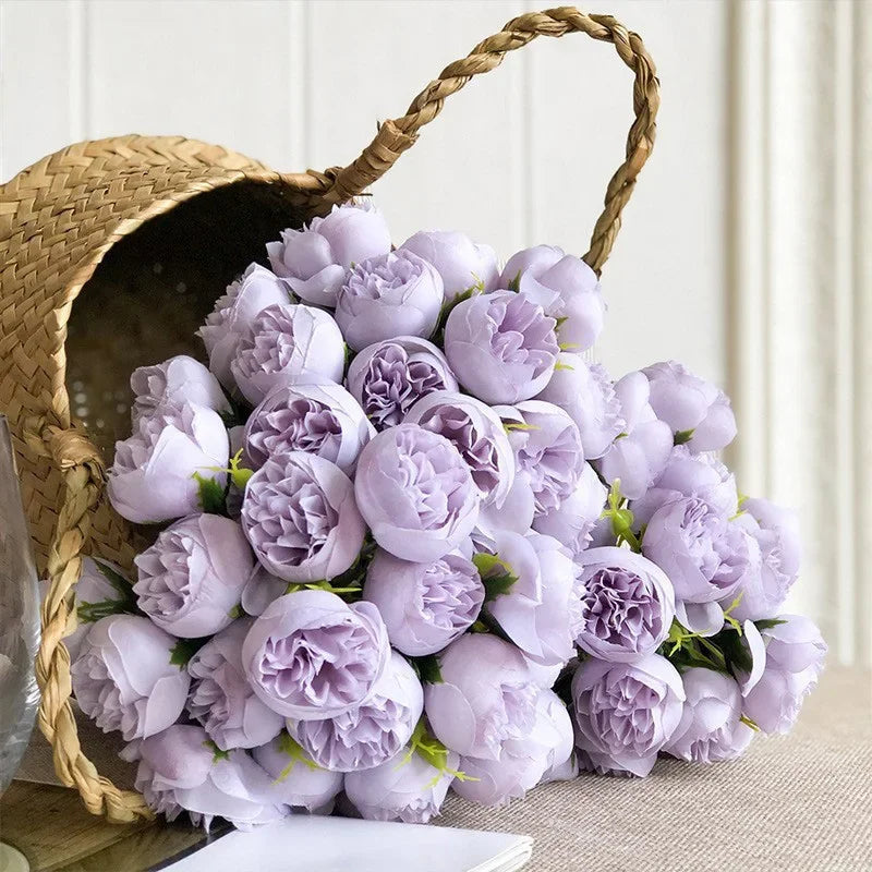 Silk Peony and Rose Bouquet – Artificial Floral Arrangement for Home Wedding