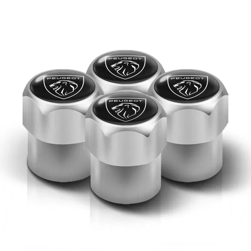 Metal Car Tire Valve Caps – Logo Emblem Decoration for Peugeot Vehicles